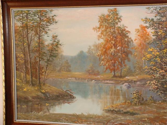Now: Signed russian(?) oil painting nature landscape