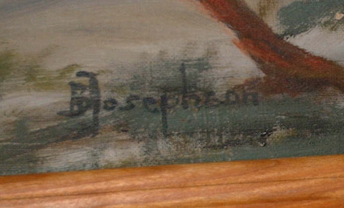 Oil painting signed E Josephson Obs! Kept in bank.